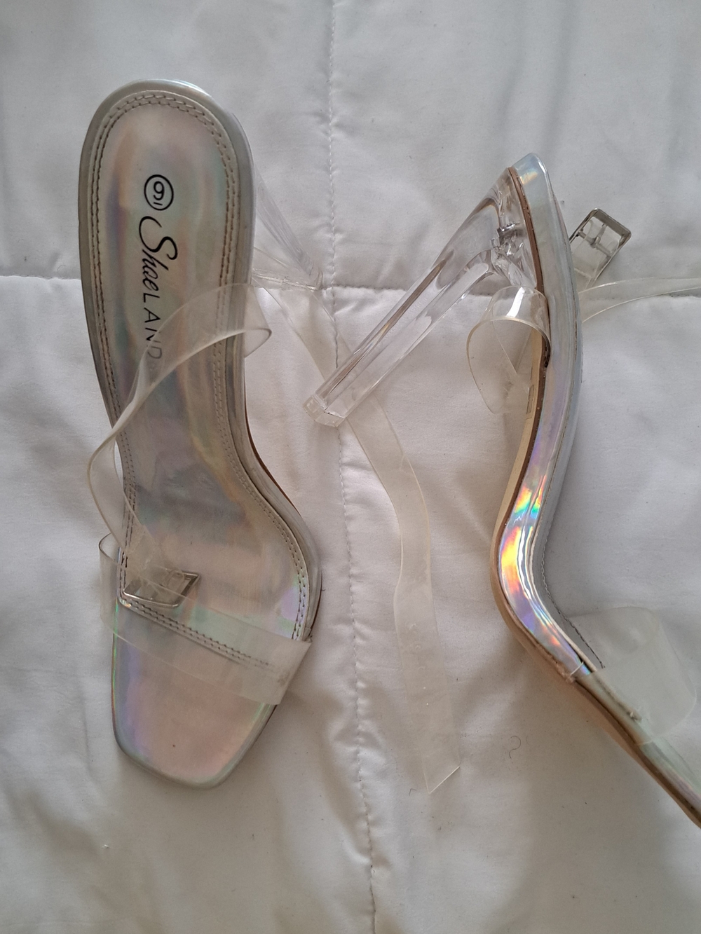 Women's Clear Iridescent High Heel Sandals